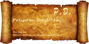 Petyerec Donáta névjegykártya
